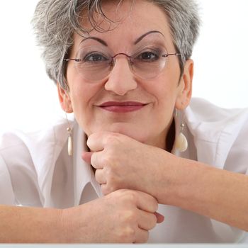 Cute, elderly woman with happy face