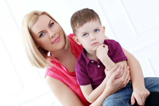 Family. Beautiful woman with adorable kid