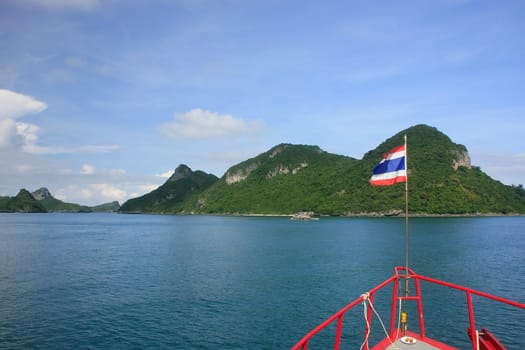 Tourist boat cruising Ang Thong National Marine Park, Thailand