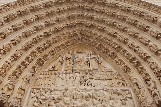 Sculptures of the gothic cathedral Notre Dame