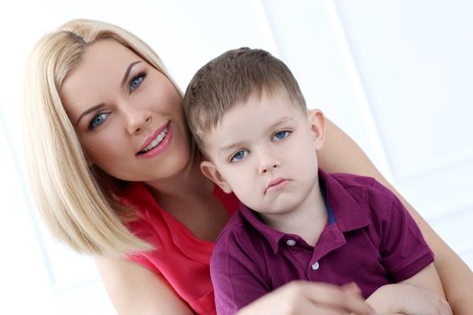 Family. Beautiful woman with adorable kid