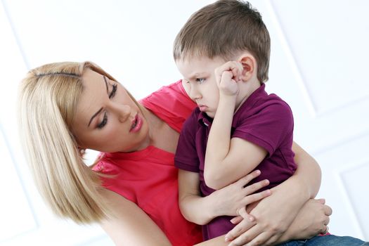 Family. Beautiful woman with adorable kid