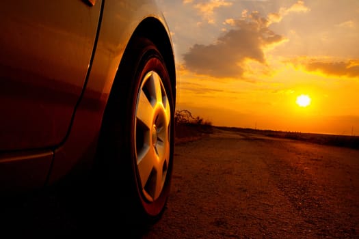 Car detail in the sunset