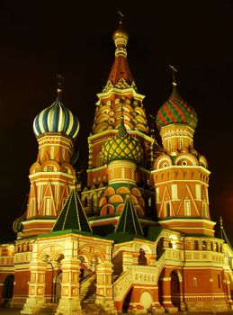 Cathedral of Vasily the Blessed at night, Red Square, Moscow, Russia
