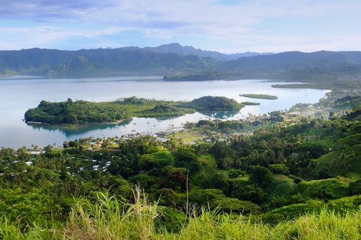 Savusavu marina and Nawi islet, Vanua Levu island, Fiji, South Pacific