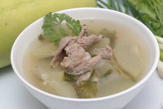 thai soup bottle gourd with pork.