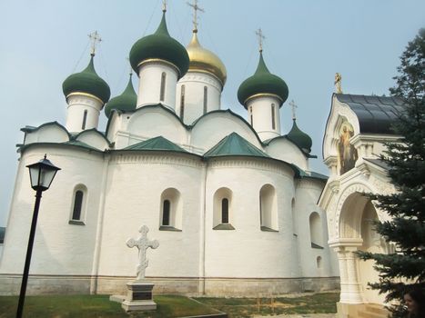 Transfiguration Cathedral and bell tower in Monastery of Saint Euthymius, Suzdal, Russia 