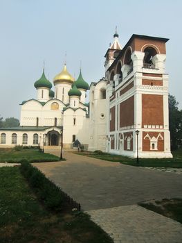 Transfiguration Cathedral and bell tower in Monastery of Saint Euthymius, Suzdal, Russia 