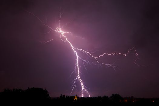 Lightning strikes from the evening sky