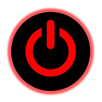 Red and black button off isolated in white background