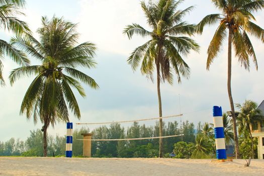 Volleyball net for people who like sport on the beach