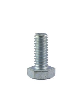 Stainless steel bolt on white background, close up