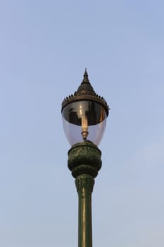 Thai street lamp on blue sky background