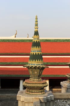 Green stupa from Wat Phra Kaew in bangkok, Thailand.