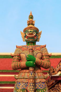 Giant sculpture in Wat Phra Kaew Temple, Thailand 