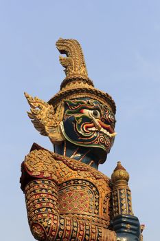 Giant sculpture in Wat Phra Kaew Temple, Thailand 