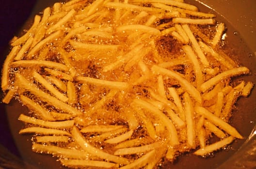 American French Fries or Fried Potatoes in pot
