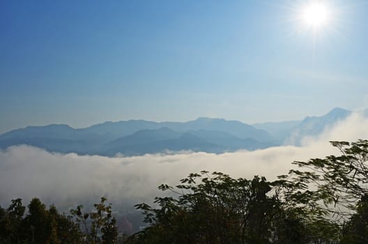 Beautiful Landscape of Thailand from Wat Phra Tad Doi Kong Mu.