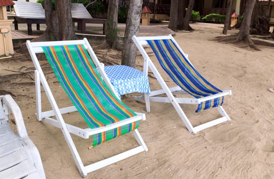 Beach chair on the beach at Baankrood, thailand.