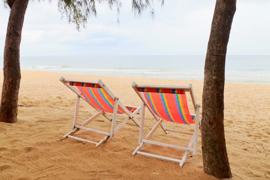 Beach chair on the beach at Baankrood, thailand.