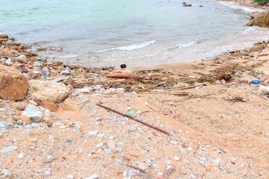 Not beautiful beach is full of rubbish.