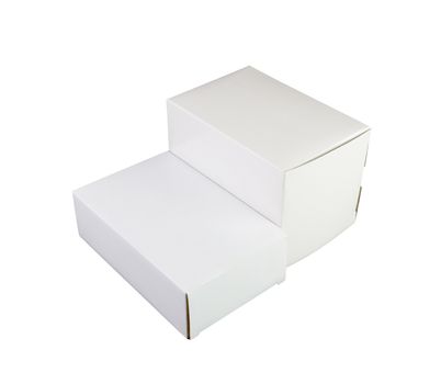 Close up of a white box on white background with clipping path.