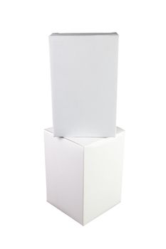 Close up of a white box on white background with clipping path.