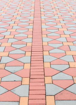 Brick floor are many colors and patterns beautiful.