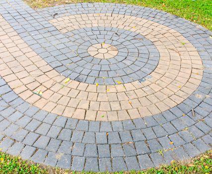 Brick floor are many colors and patterns beautiful.