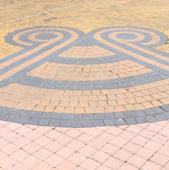 Brick floor are many colors and patterns beautiful.