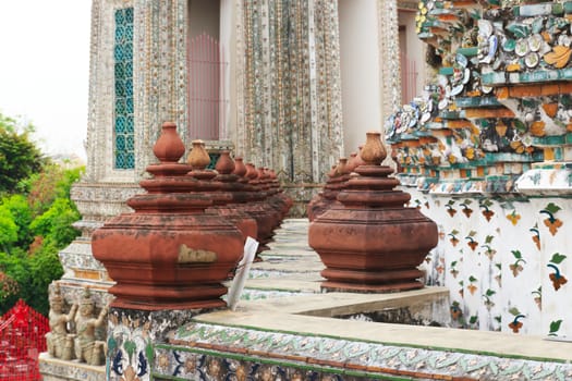 Corbel decoration on stupa at Wat Arun Wararam in bangkok, thailand.