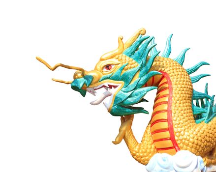 Chinese style dragon statue isolated on white background.