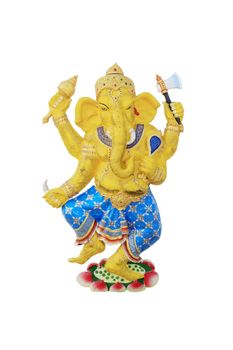 Antique ganesh statue in the valley on white background.