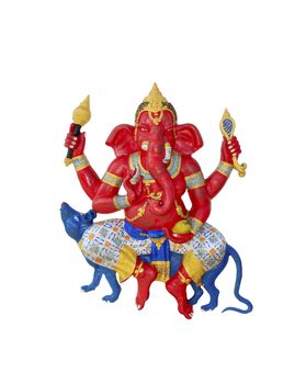 Antique ganesh statue in the valley on white background.
