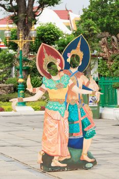 Painting of thai Dance at Wat Arun wararam, thailand.