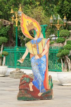 Painting of thai Dance at Wat Arun wararam, thailand.