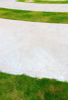 Modern pattern on the walkway, Patterns on the lawn.