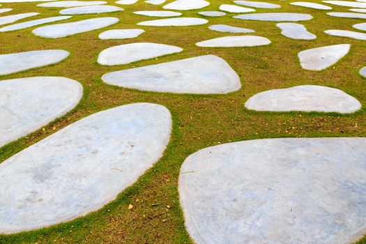 Modern pattern on the walkway, Patterns on the lawn.