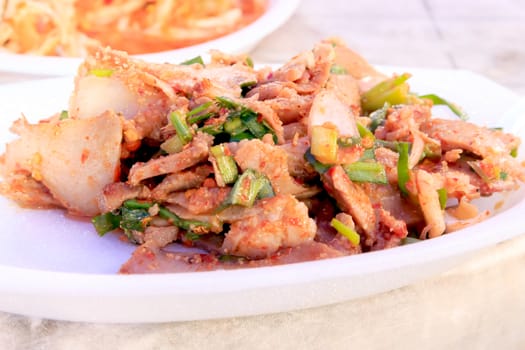 spicy minced meat with vegetable and chilli 