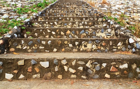 Way up rock stair in the mountain.