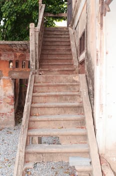 Way up old stair in abandoned house.