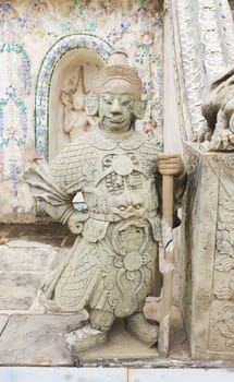 Statue Chinese solder in Wat Arun wararam, thailand.