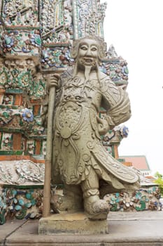 Statue Chinese solder in Wat Arun wararam, thailand.