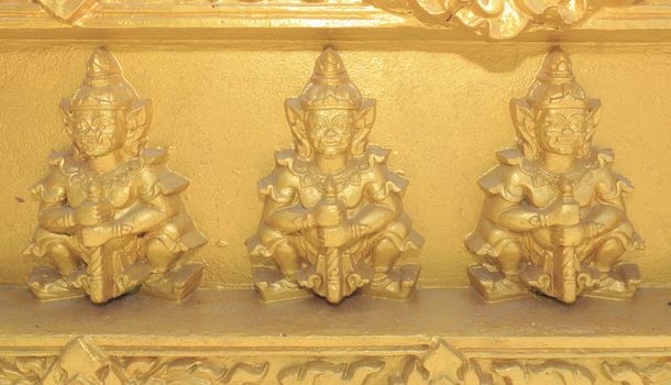 Giant sculpture is everywhere the temples of thailand. 