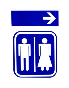 Women and men toilet sign in blue.