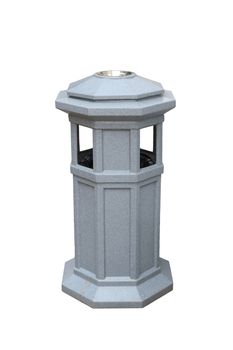 Public trash can isolated on white background.