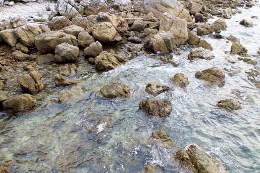 Rock the ocean waves crashing all the time.