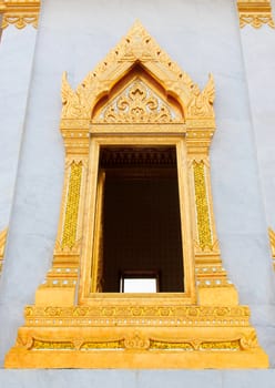 Traditional Thai style church window. Open window.