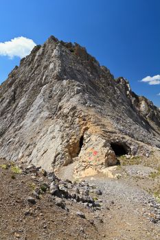 Costabella ridge with the ruins of war world 1 trenches, Trentino, Italy