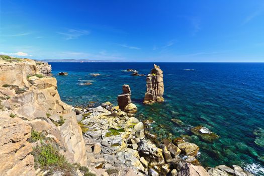 Le Colonne - cliff in San Pietro Island, Sardinia, Italy